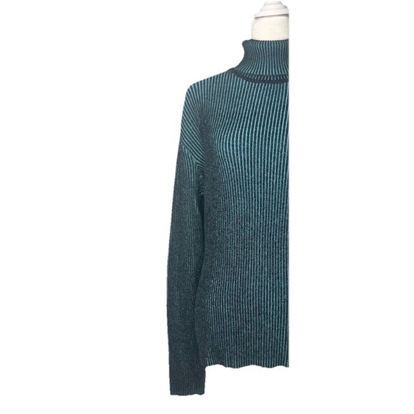 SANDRO Knit Turtleneck Sweater Sz XL Stretchy Accentuates Curves Viscose Nylon - Picture 3 of 11